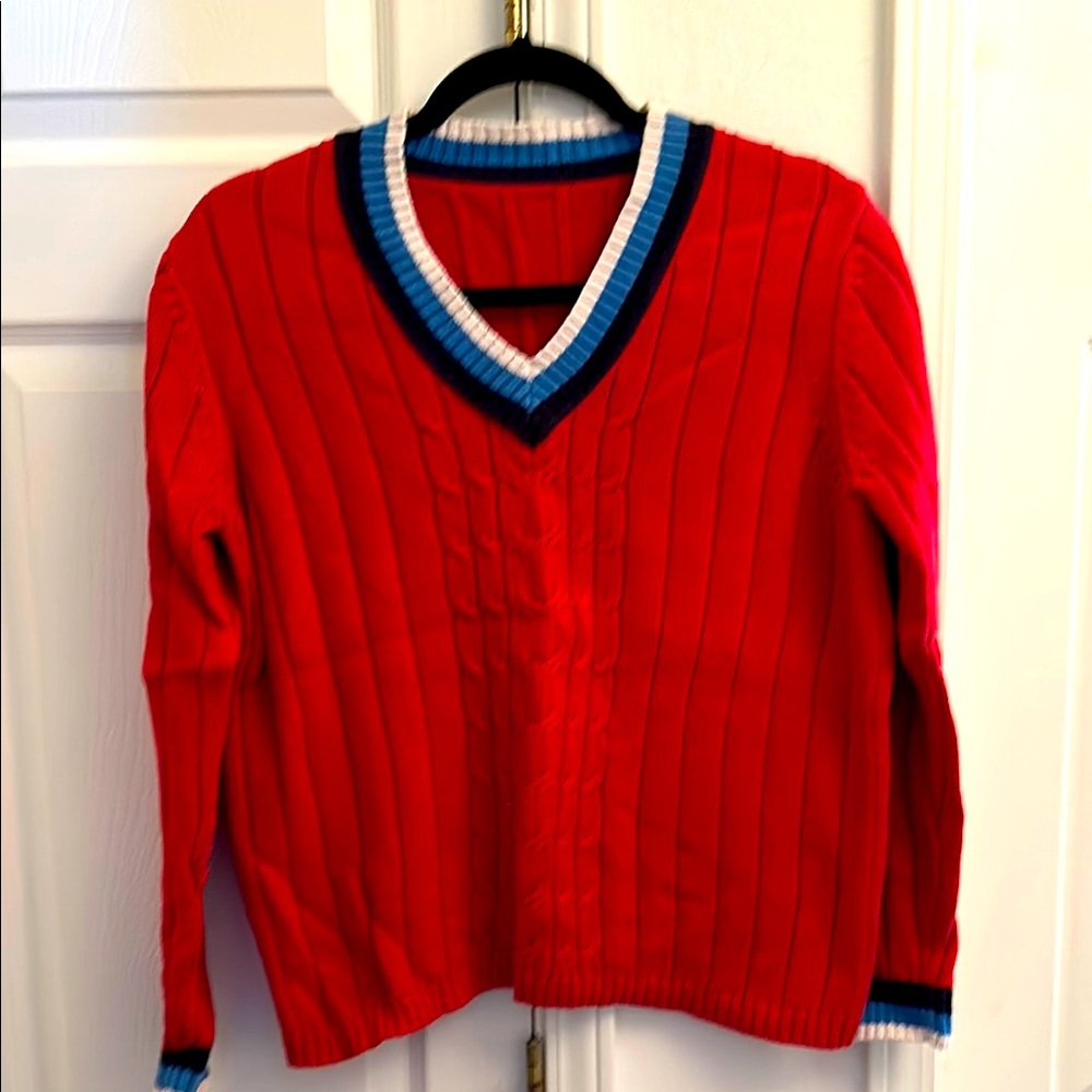 Women’s Karen Scott Sport Petites Red V-Neck Sweater Size PM